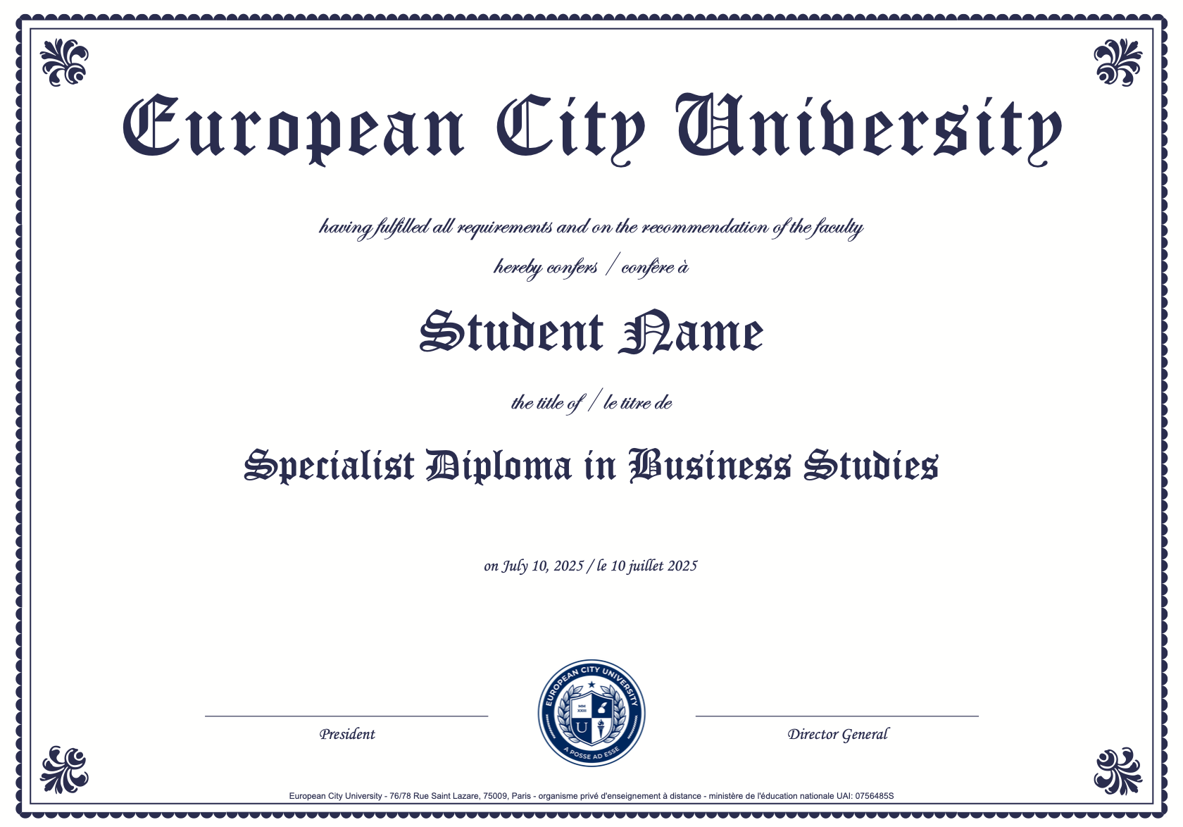 Certificate preview